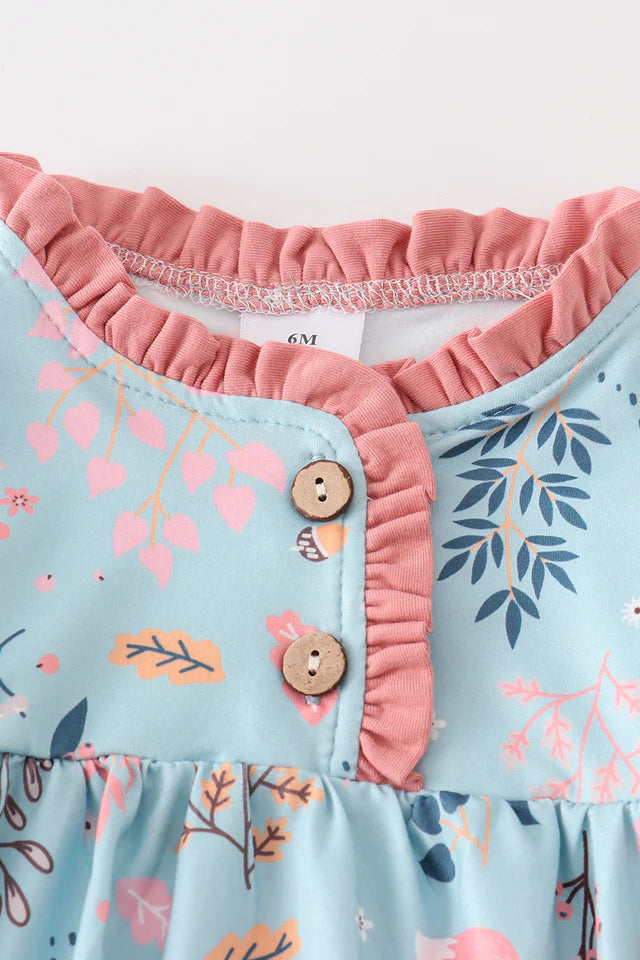 BLUE FLORAL PRINT BABY GOWN