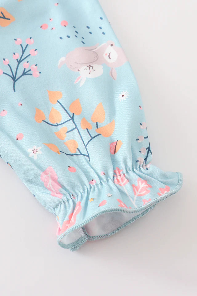 BLUE FLORAL PRINT BABY GOWN