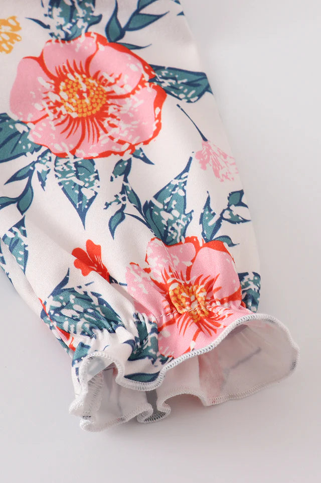 GREEN FLORAL PRINT BABY GOWN