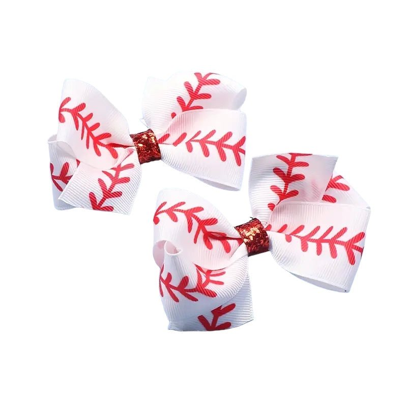 Baseball Print Bow Set