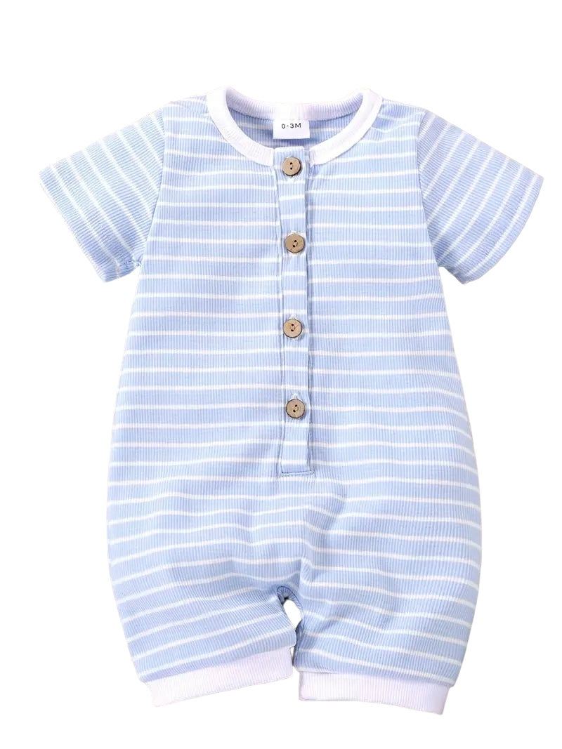 Blue & White Stripe T-Shirt Romper