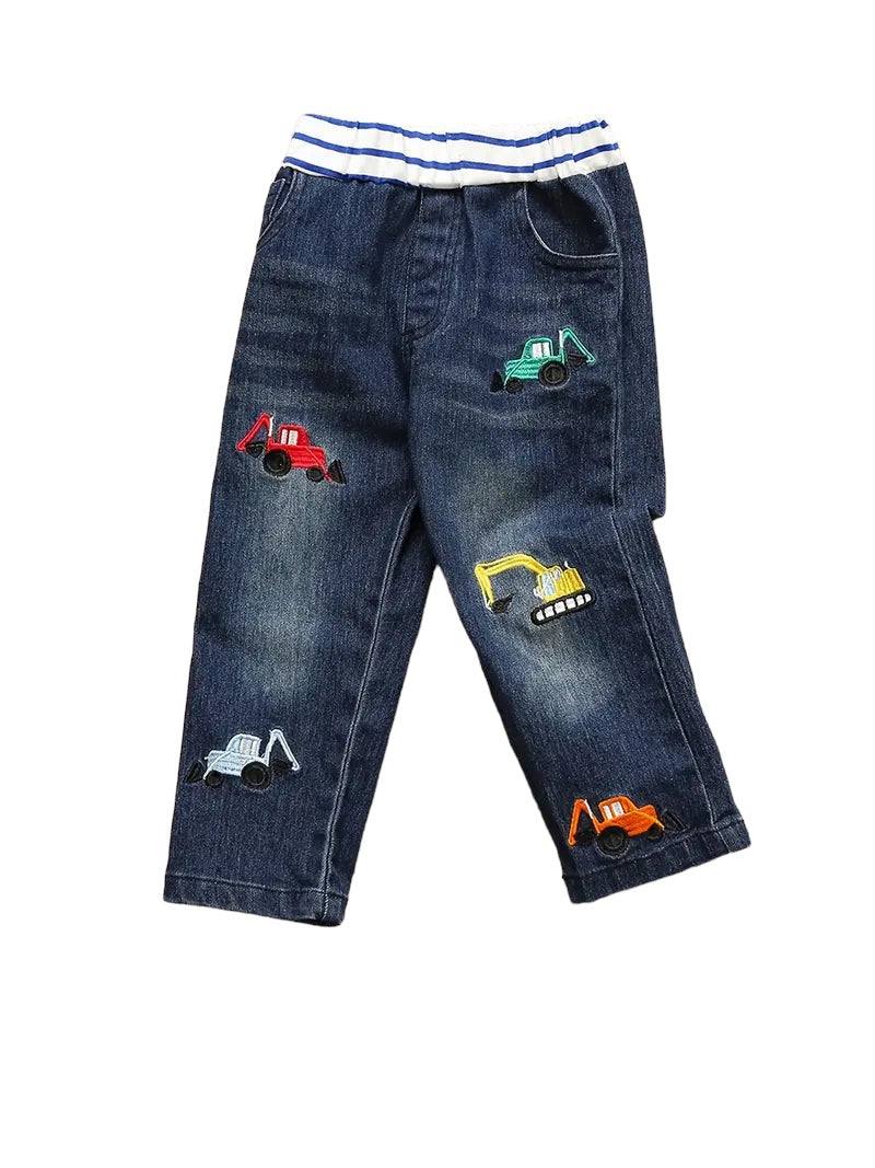 Boys Jeans with Construction Theme Embroidery