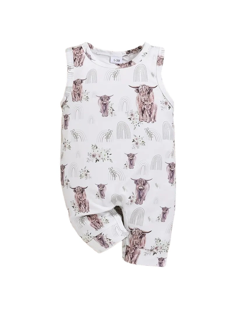 Floral Cow Romper