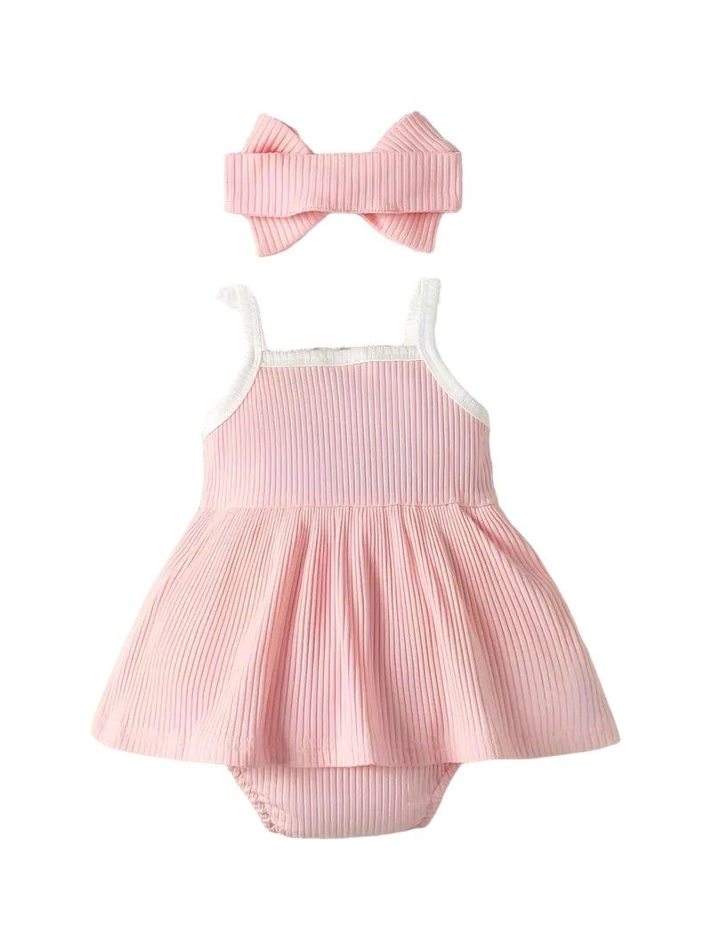 Pink Ribbed Embroidered Onesie back