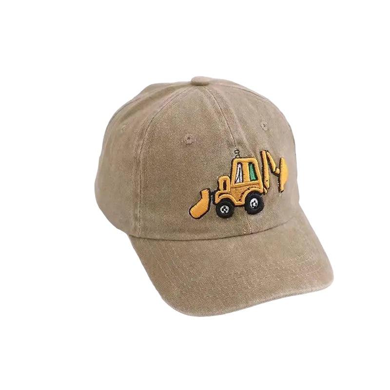 Khaki excavator embroidered baseball hat