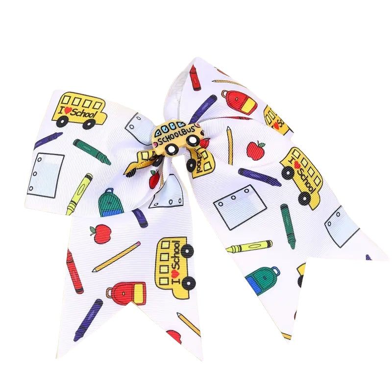 School Supplies Bow with bus center