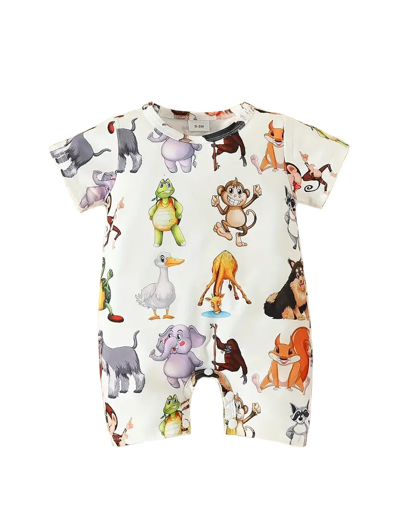 Short Sleeve Animal Print Romper