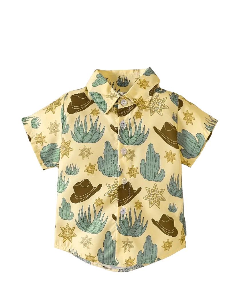 Western Cactus Short Sleeve Button Down