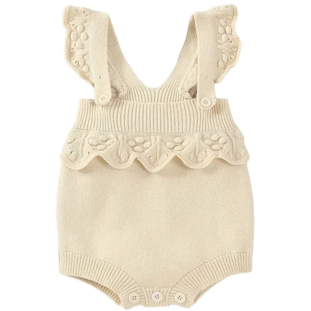 Neutral sweater bubble with ruffle Straps