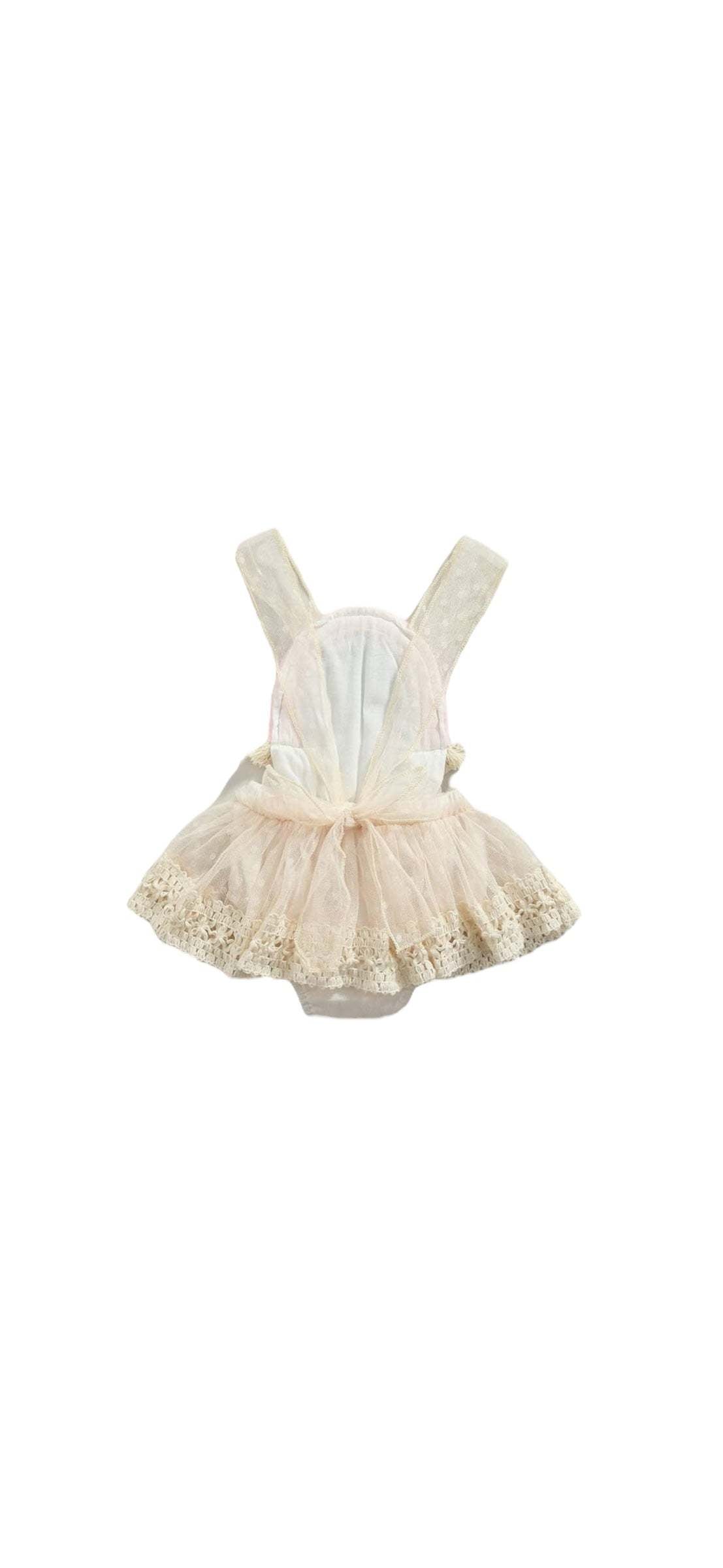 Rainbow baby bubble with ruffles and lace back