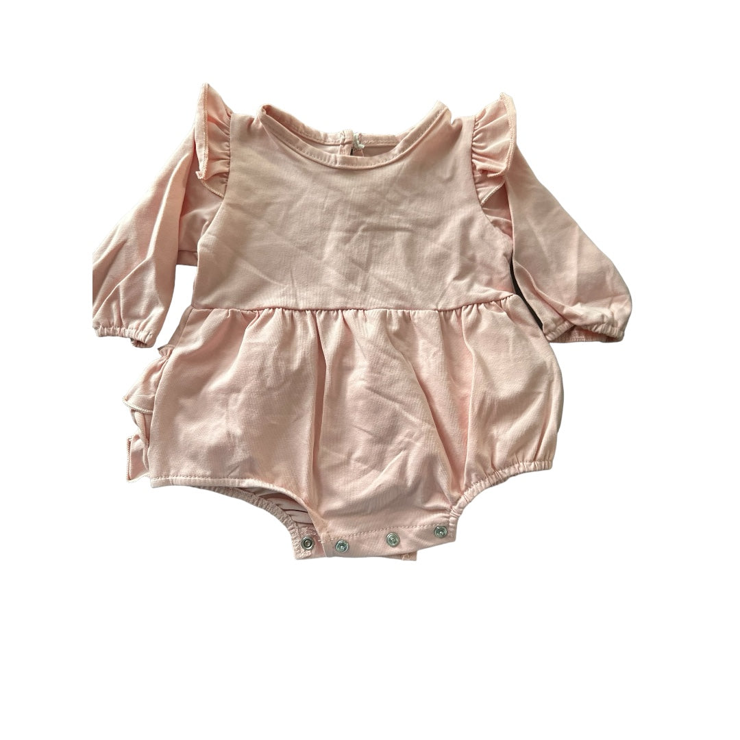 Pink rufflebutt Long Sleeve Onesie bubble