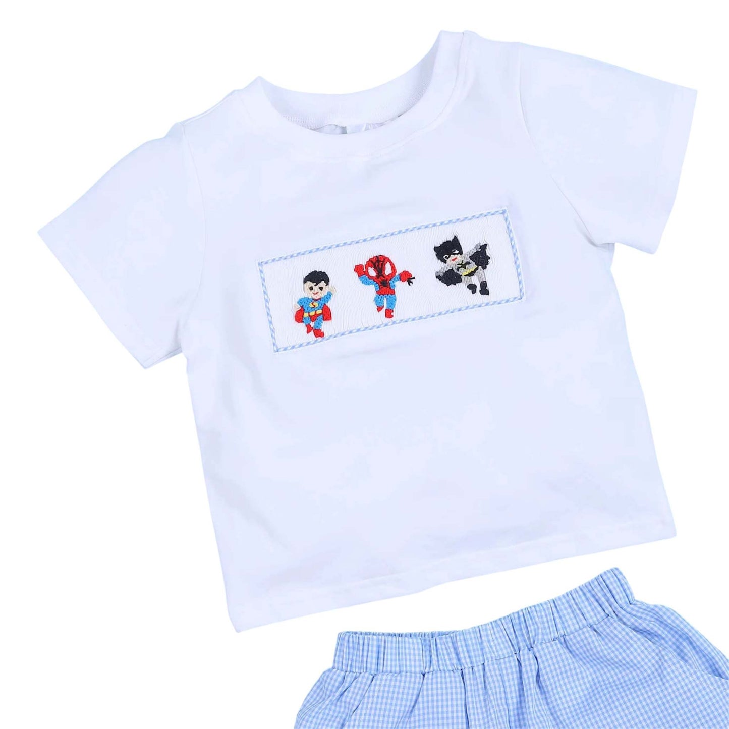 2 Piece Set Hand Smocked DC super hero Characters For Boy