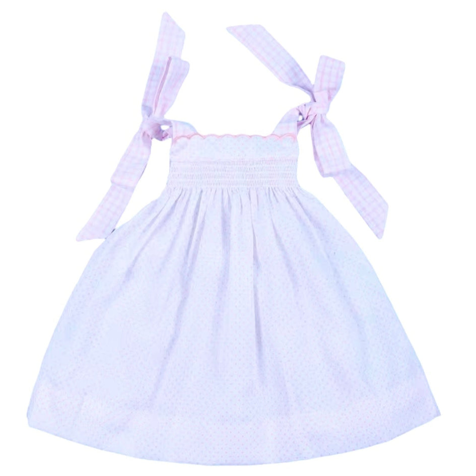 Summer Bows Sleeveless Plain Dress For Girl