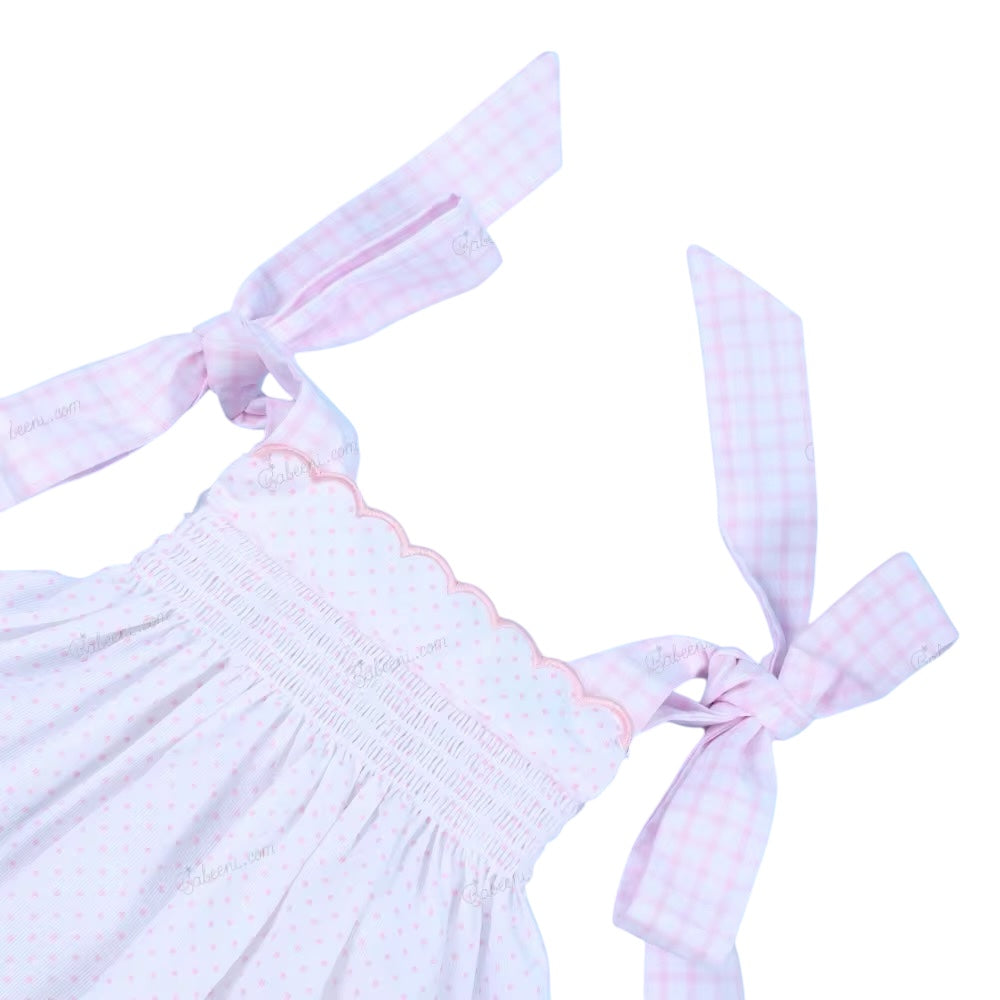 Summer Bows Sleeveless Plain Dress For Girl