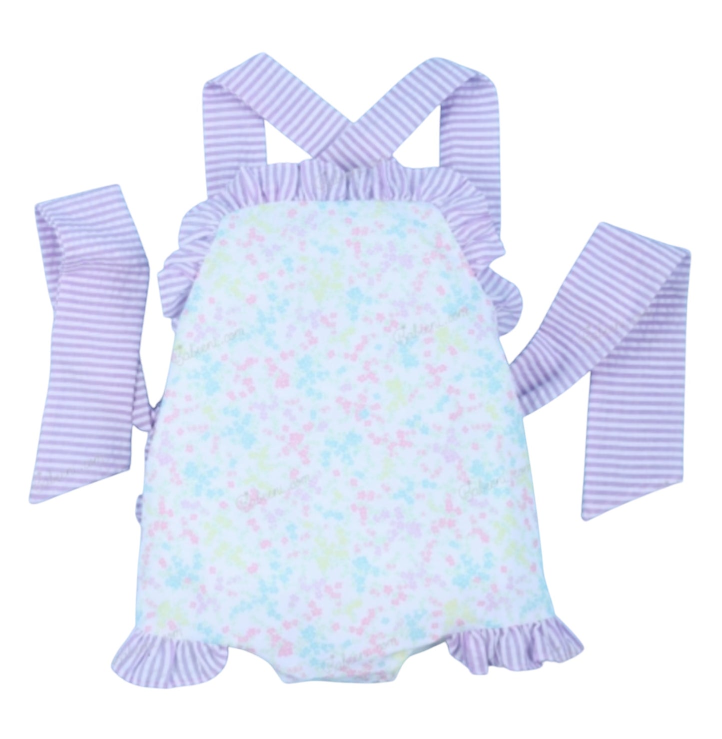 Plain Bubble Little Floral Print In Purple For Girl