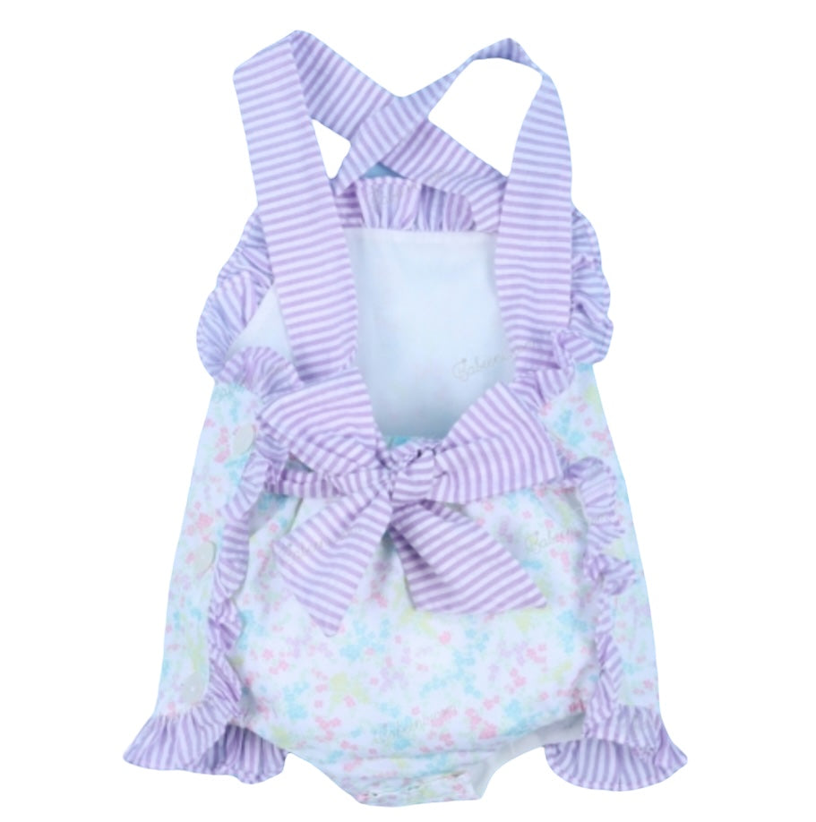 Plain Bubble Little Floral Print In Purple For Girl
