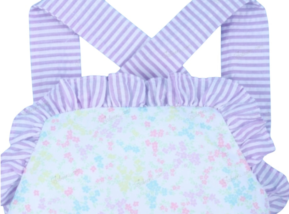 Plain Bubble Little Floral Print In Purple For Girl
