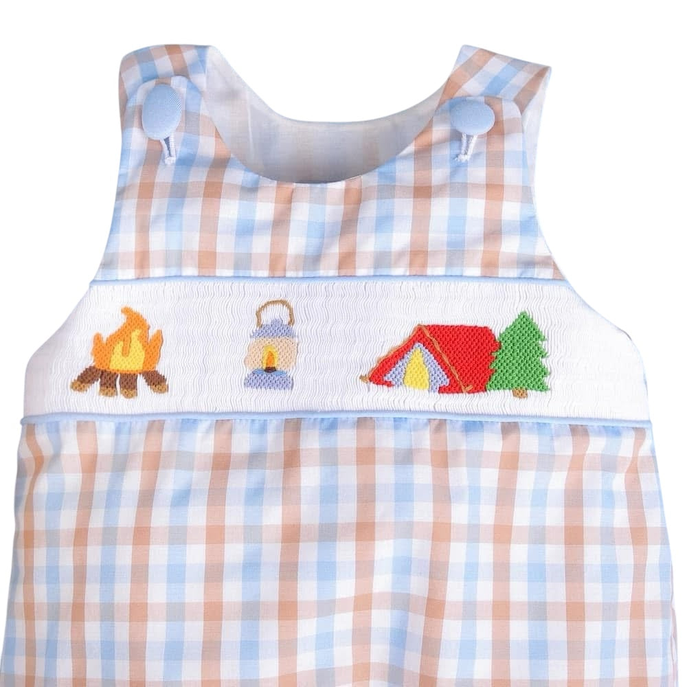 Camping hand smocked boy bubble