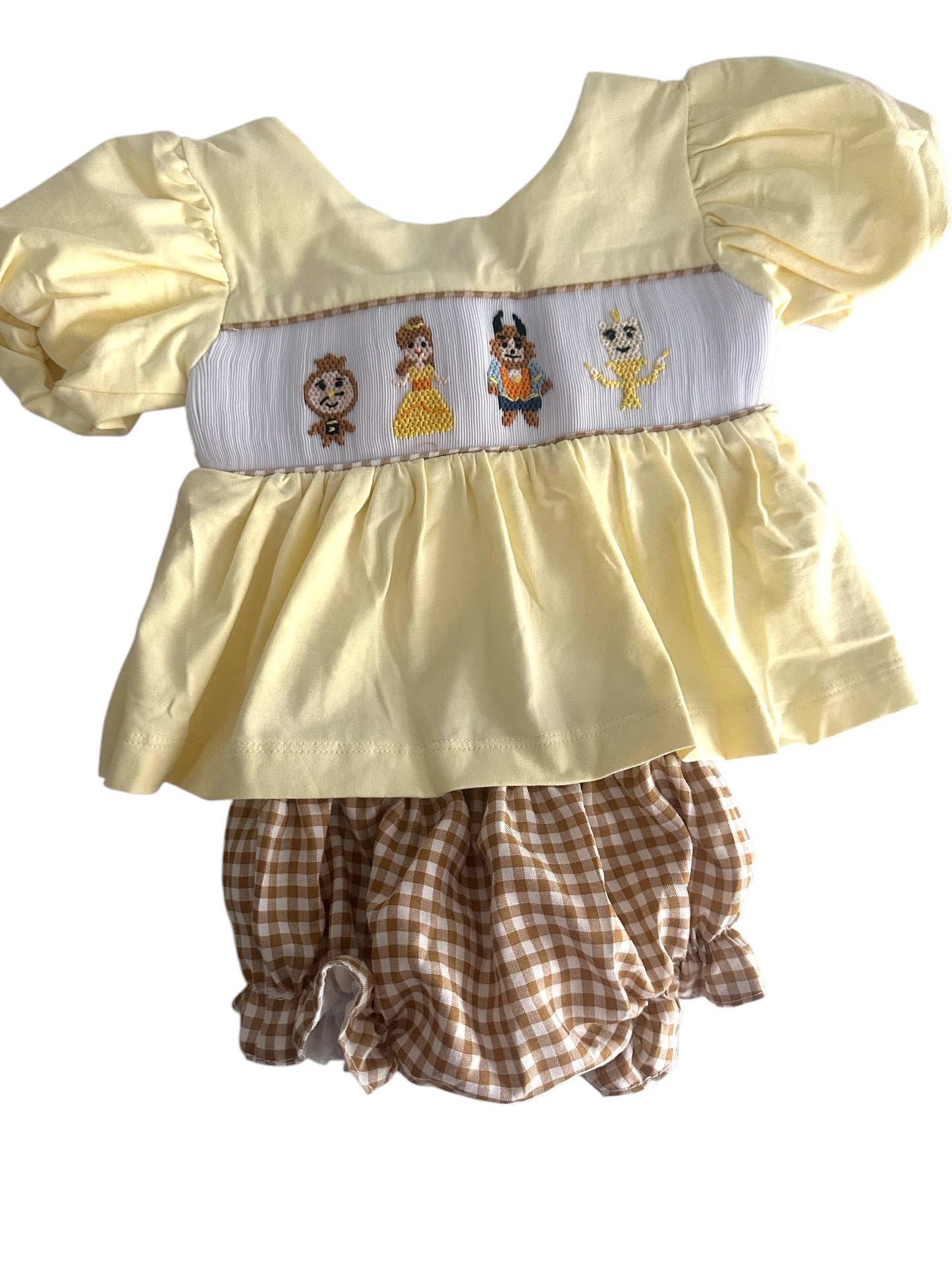 Girls Handsmocked Lion bloomer set