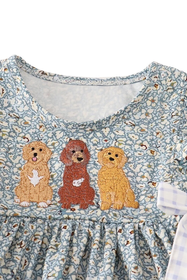 FLORAL PUPPY EMBROIDERY GIRL SET