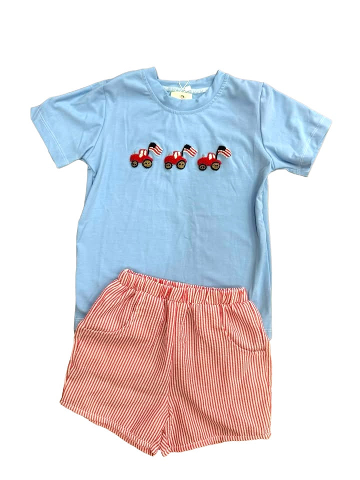 Boys French knot Patriotic Short set