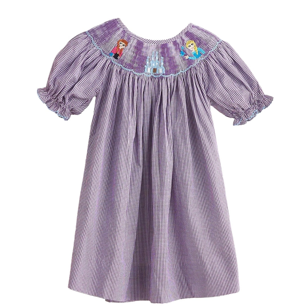PURPLE CASTLE HAND SMOCKED GINGHAM DRESS
