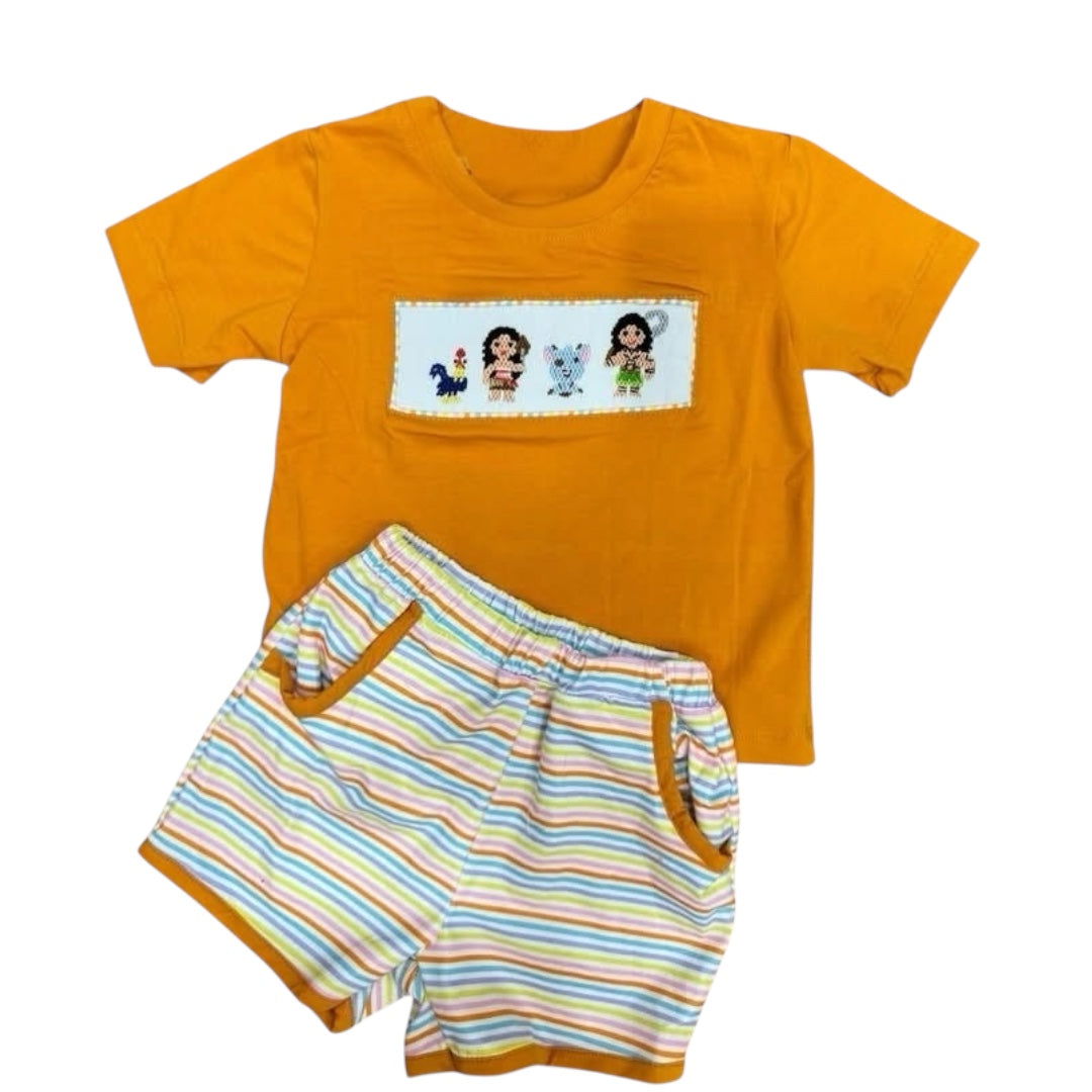 Handsmocked ISLAND  Boys shorts set