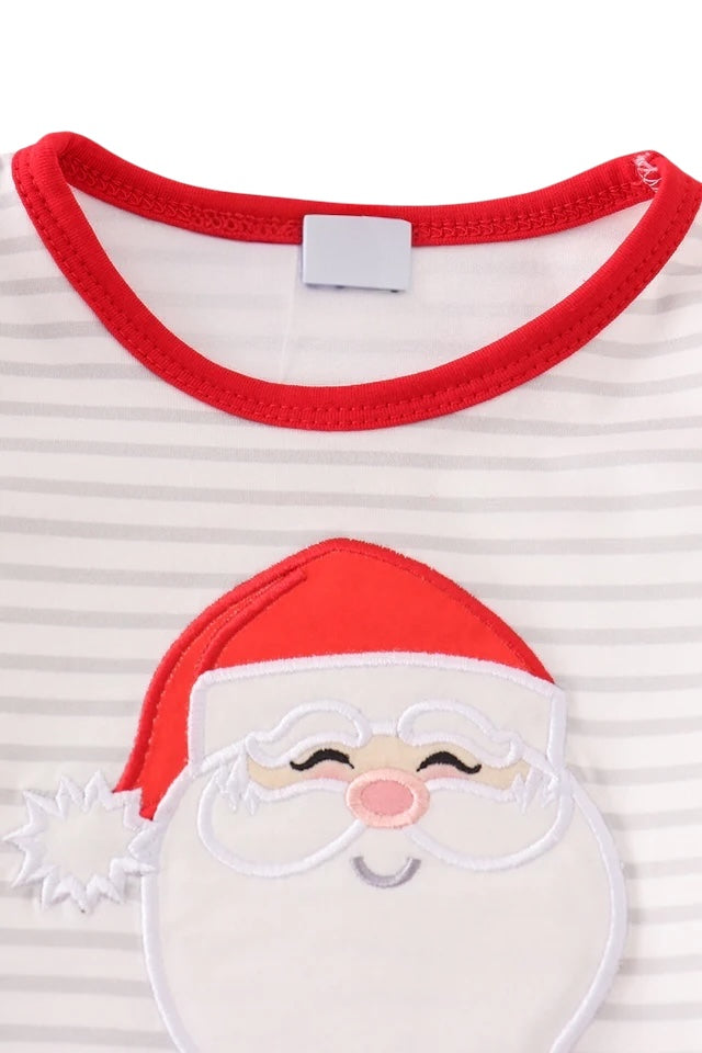 RED CHRISTMAS SANTA CLAUS APPLIQUE STRIPE GIRL BLOOMER SET