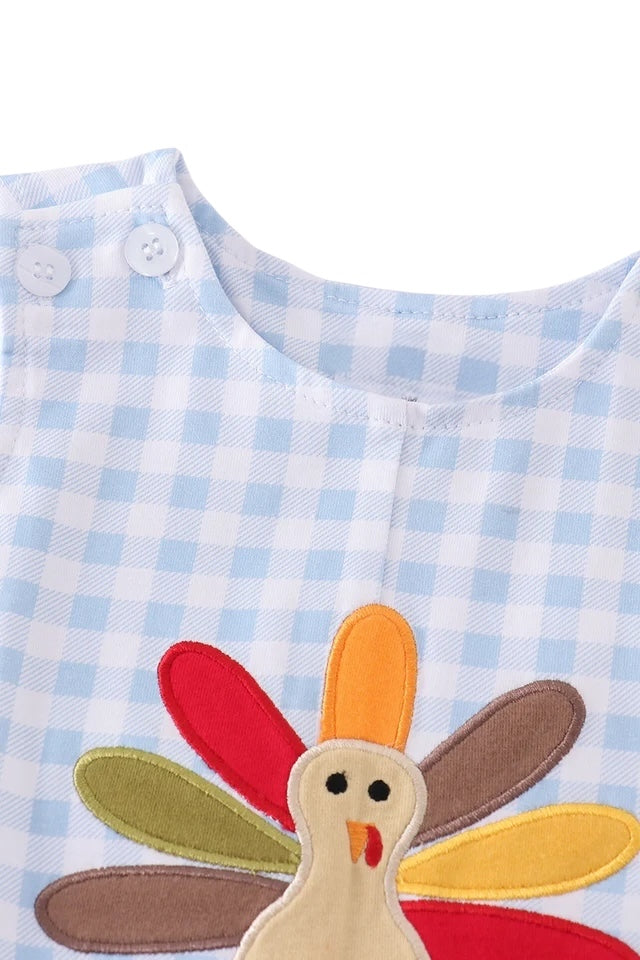 PREMIUM BLUE TURKEY EMBROIDERY PLAID BOY JONJON