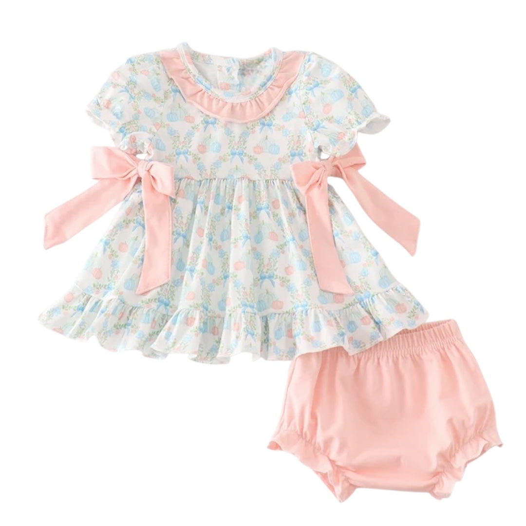 PINK PUMPKIN PRINT BABY GIRL SET