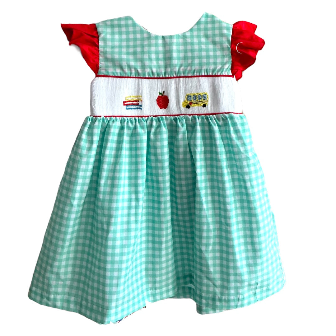Hand-smocked Back to school Gingham dress