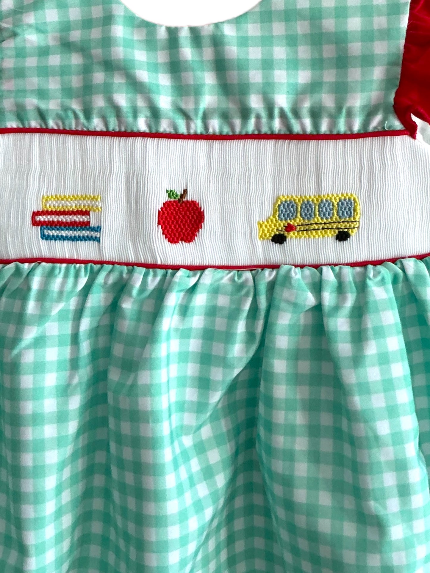 Hand-smocked Back to school Gingham dress