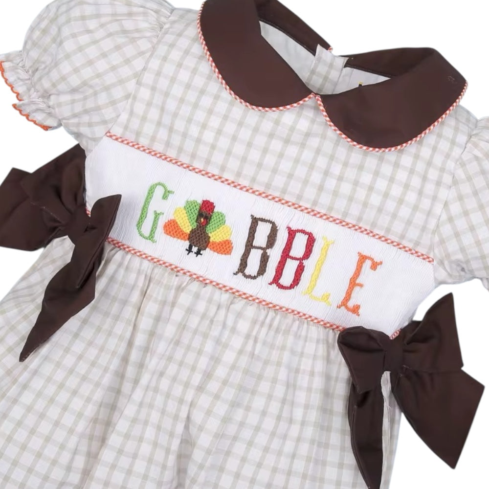 Handsmocked Gobble Turkey Dress