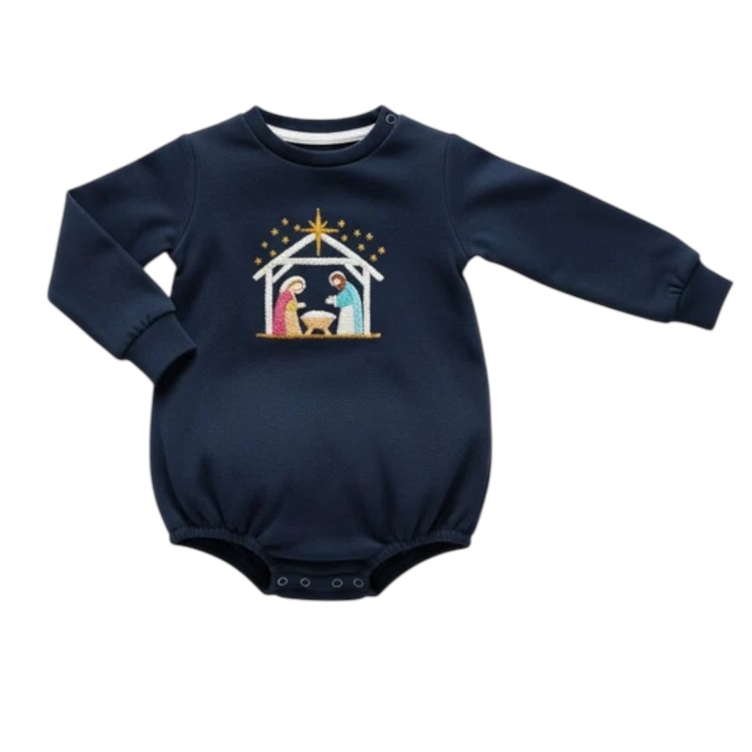 NAVY NATIVITY FRENCH KNOT BUBBLE