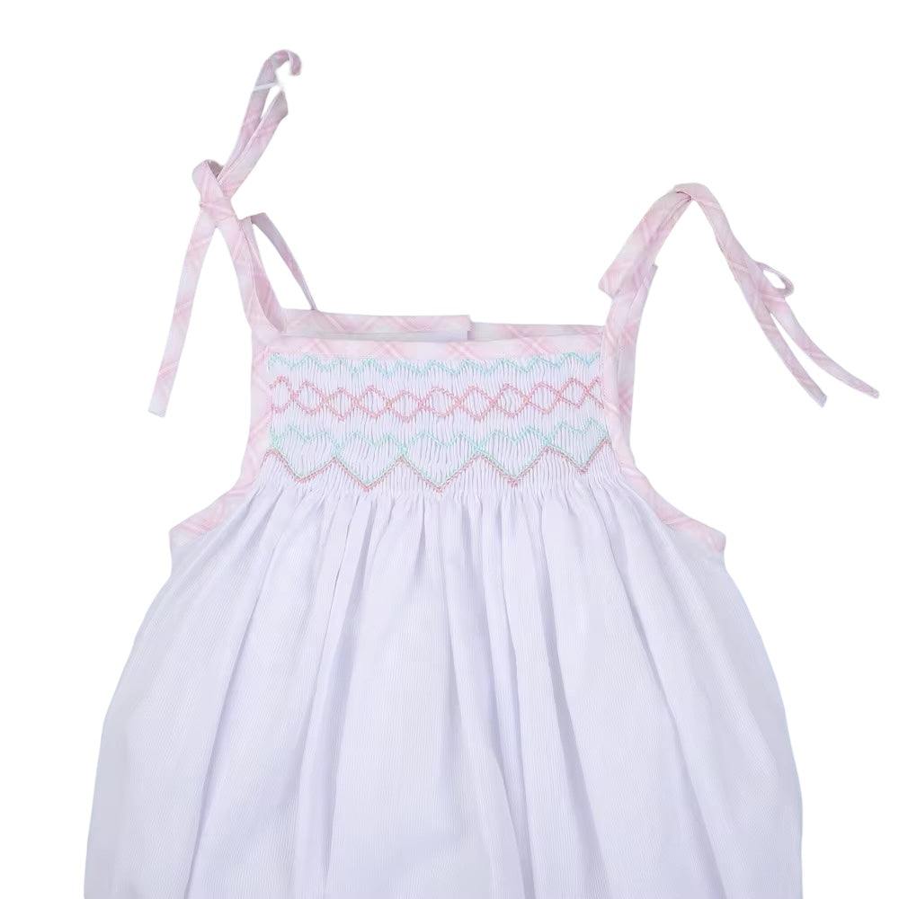 Geometric Handsmocked baby bubble