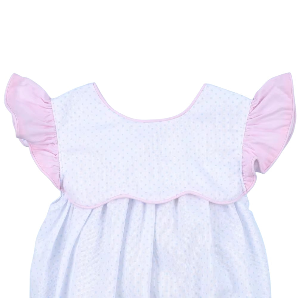 Plain Bubble Pink Sleeve On White with Pink,Bow Back