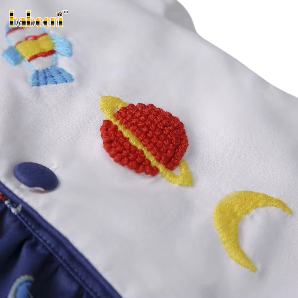 Universe embroidery boy short bubble