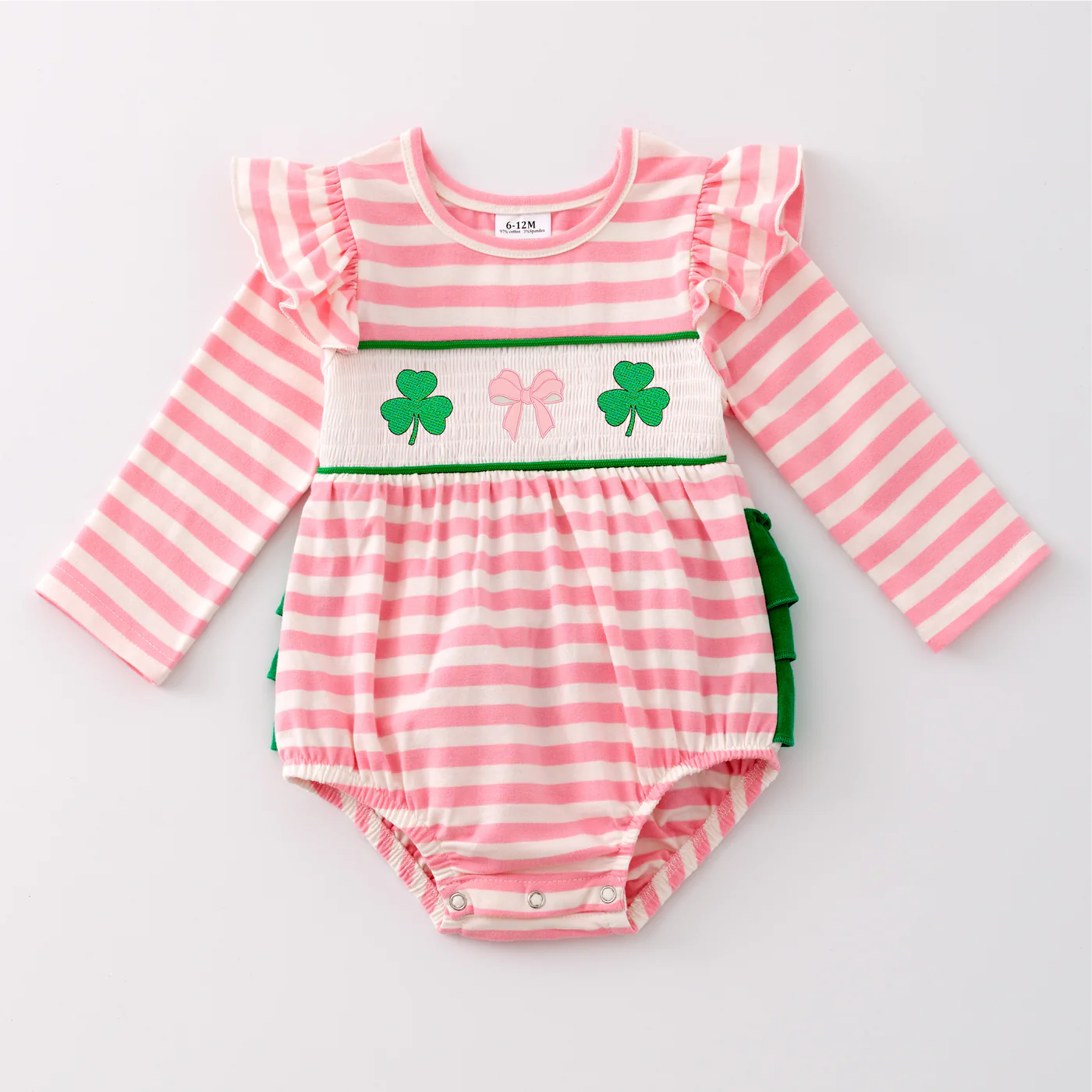 St. Patrick's Day Embroidery Smocked Romper
