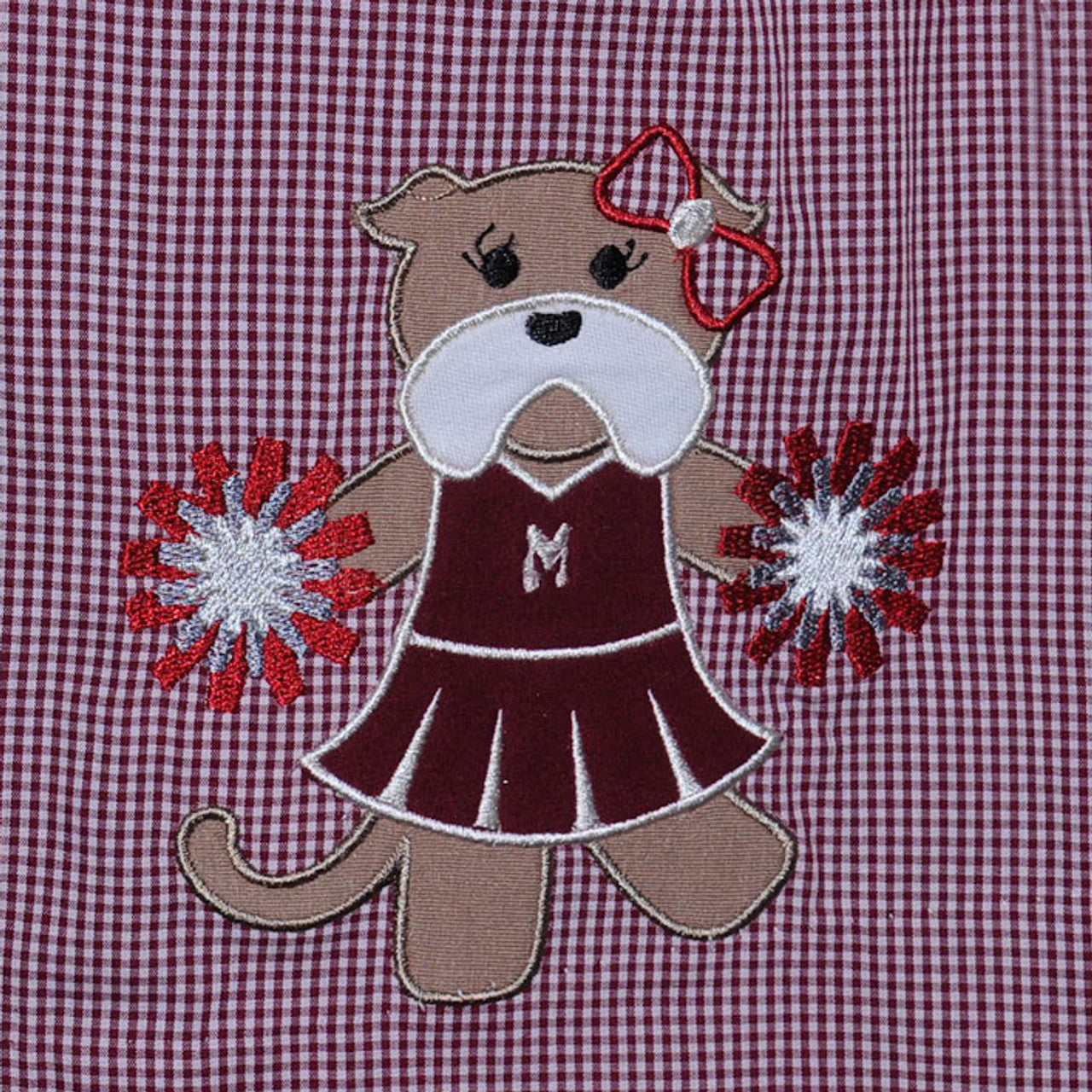 Maroon/White Bloomer Set with Applique-Bulldogs
