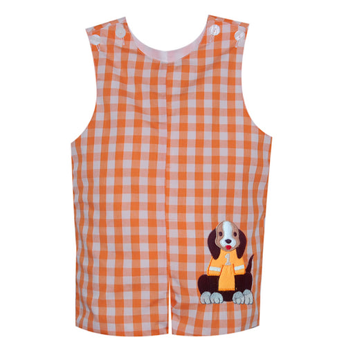Orange Check Smokey Tennessee Gameday Boys Romper