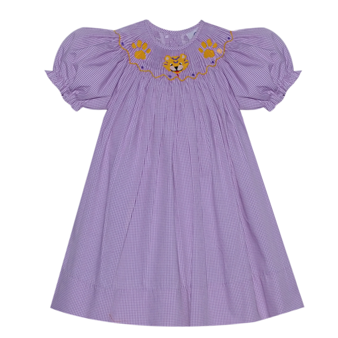 Purple/Gold Smocked Bishop Dress LSU