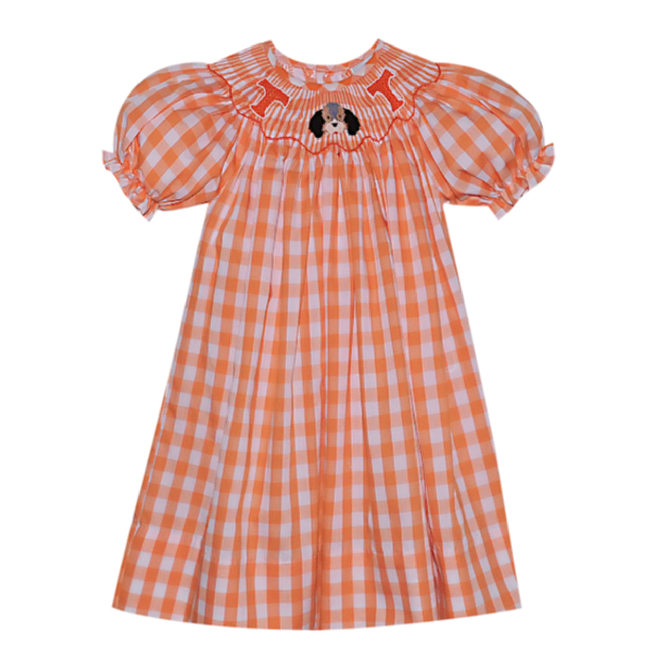 Orange/White Smocked Bishop Dress Tennessee