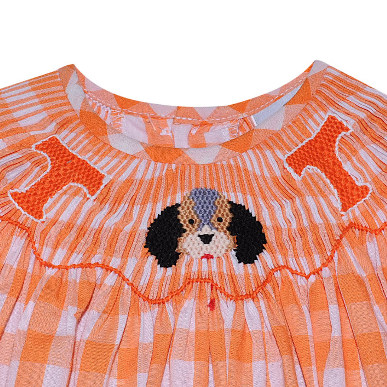 Orange/White Smocked Bishop Dress Tennessee