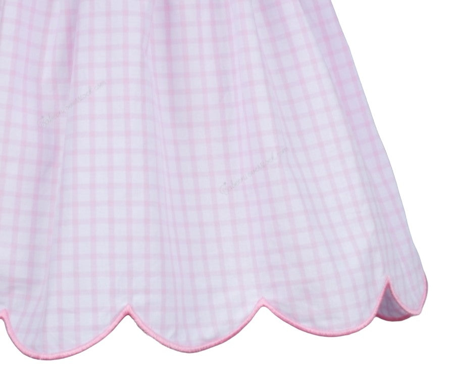 Pink window pane hand smocked bunny dress