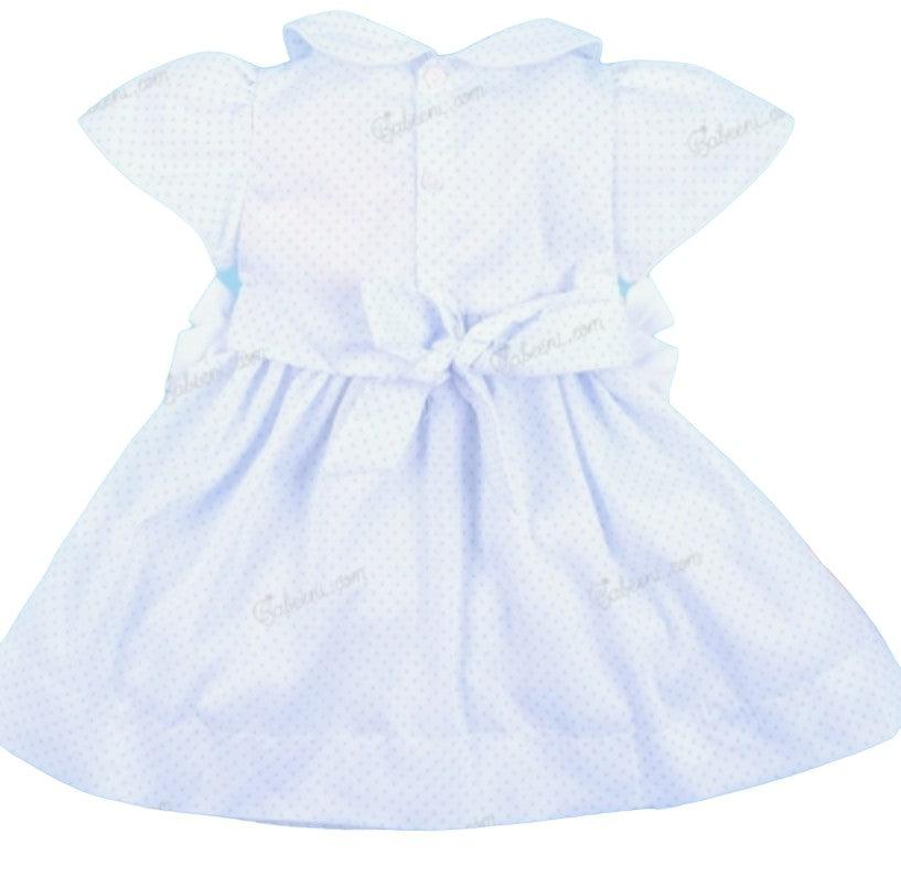 Floral and Polka Dot Hand Smocked Dress For Little Girl