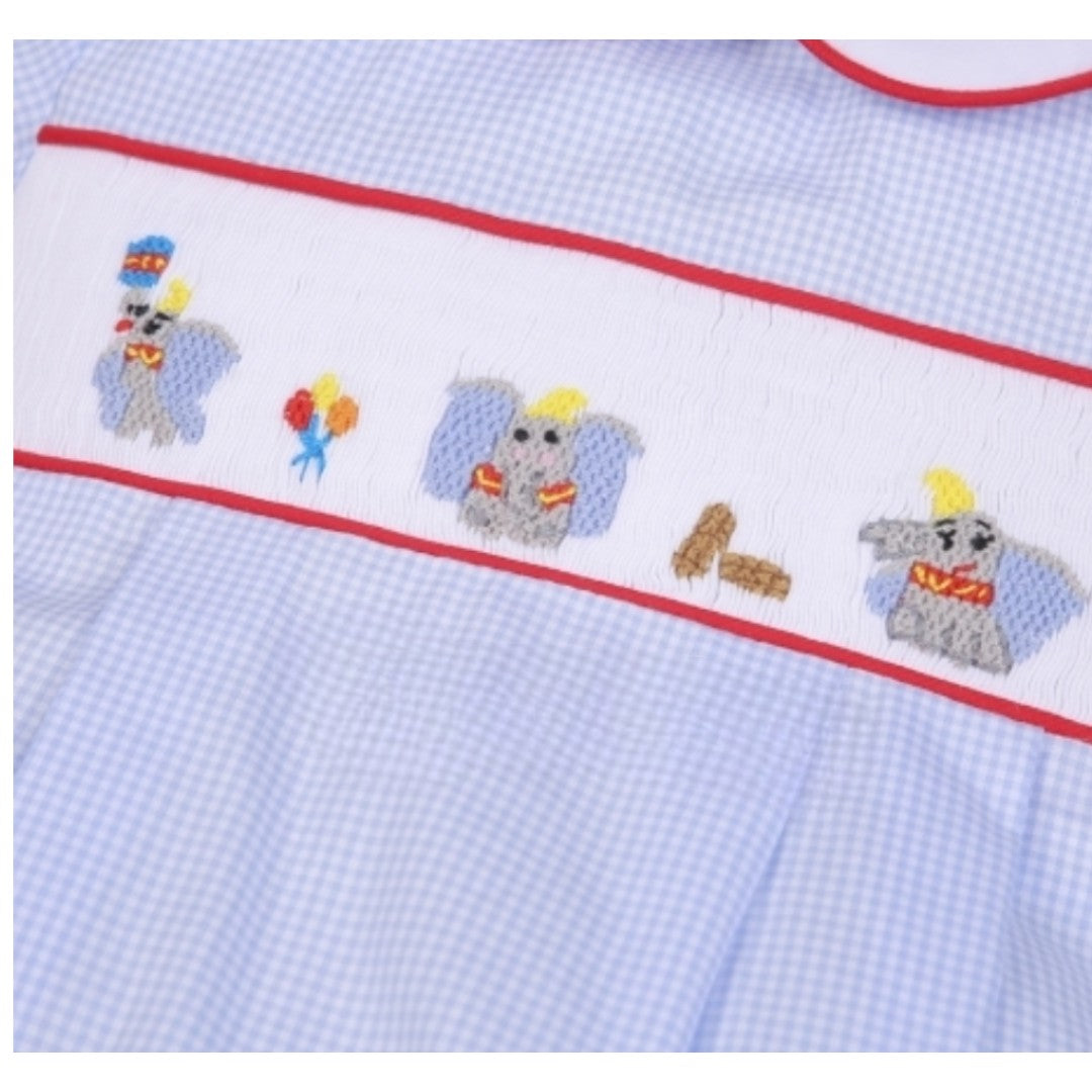 Elephant hand smocked boy bubble