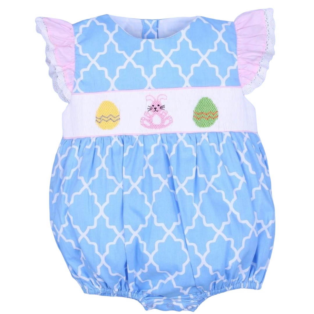 EASTER BUNNY AND EGGS SMOCKED BUBBLE