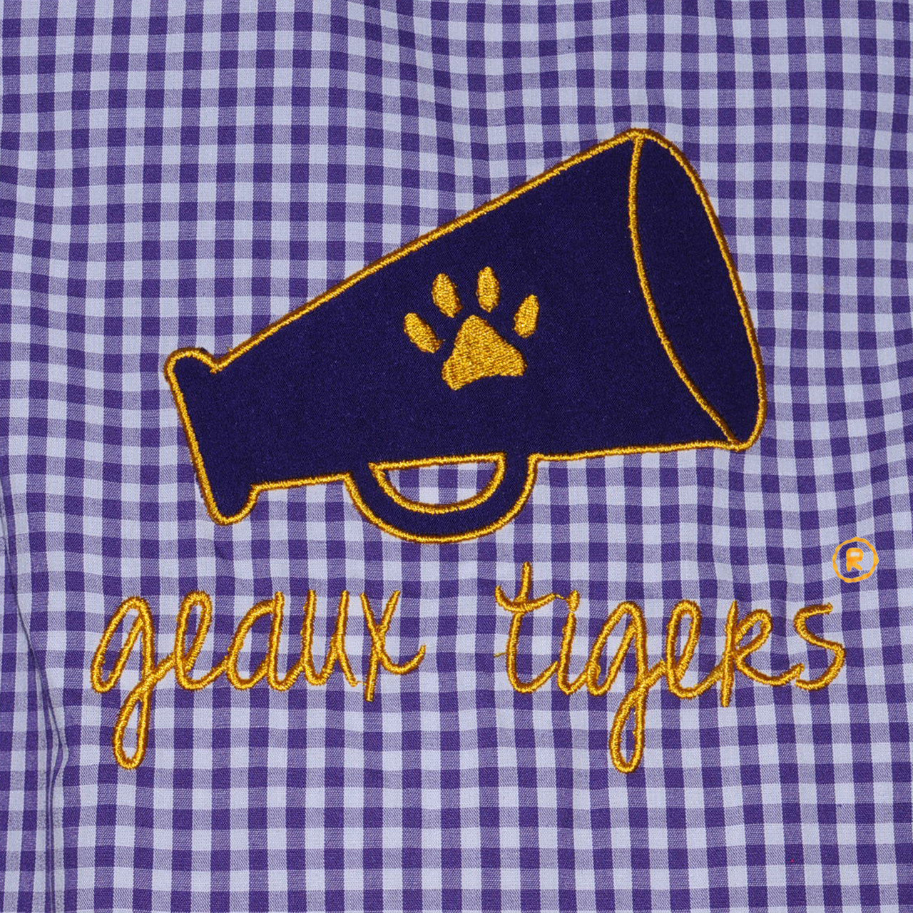 Megaphone Applique Girl bubble - Purple/Gold-LSU