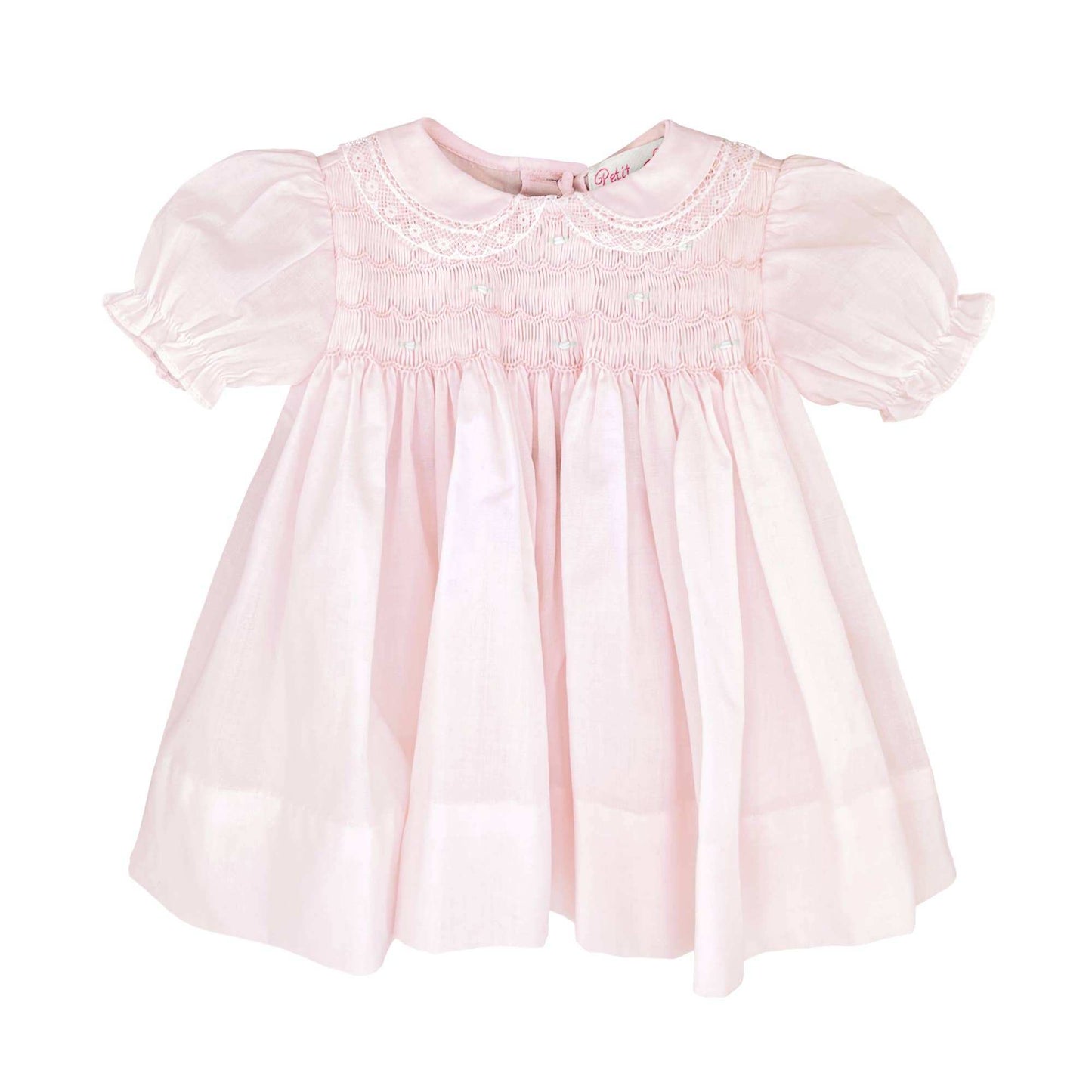 Pink Fully Smocked Dress with Lace