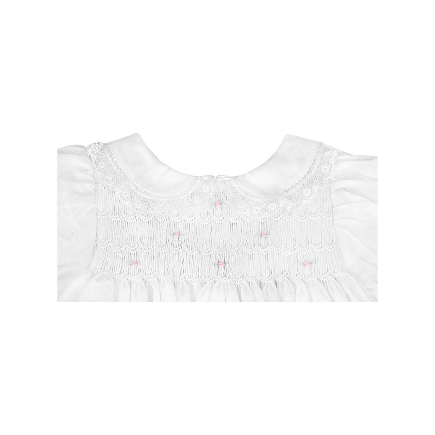 Pink Fully Smocked Dress with Lace